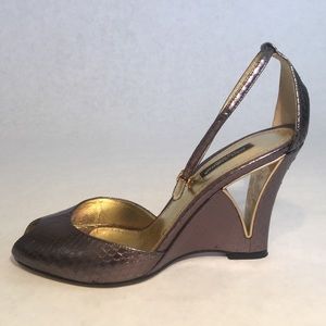 Dolce & Gabbana Snakeskin Metallic Platform Heels